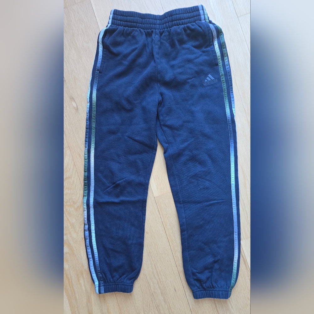 adidas Kids' Navy Sweatpants with Blue Stripes